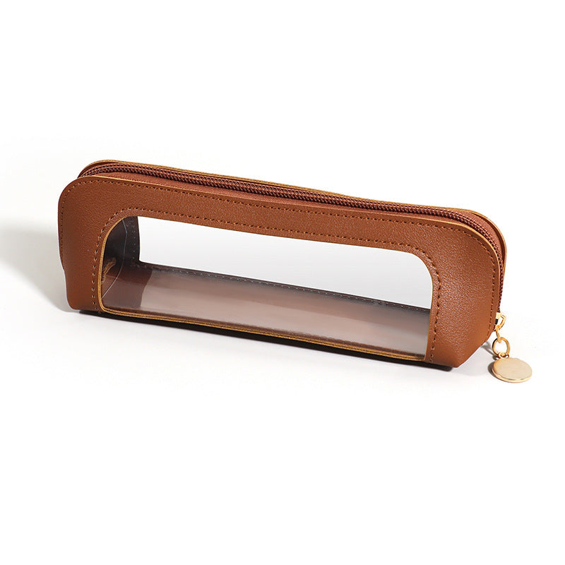 Wholesale Leather transparent large capacity pencil case